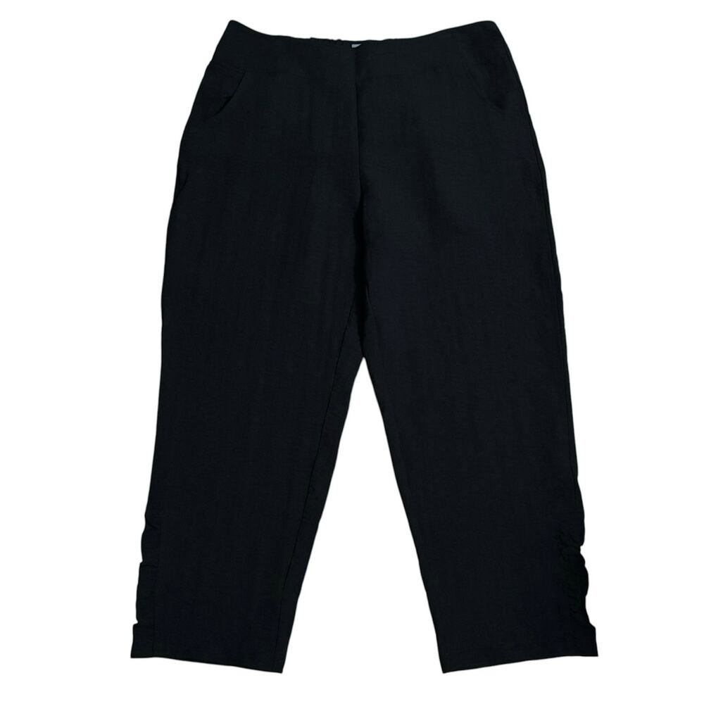 Habitat Size XL Pants Elastic Waist Pull On Crinkle Black Lagenlook Pockets